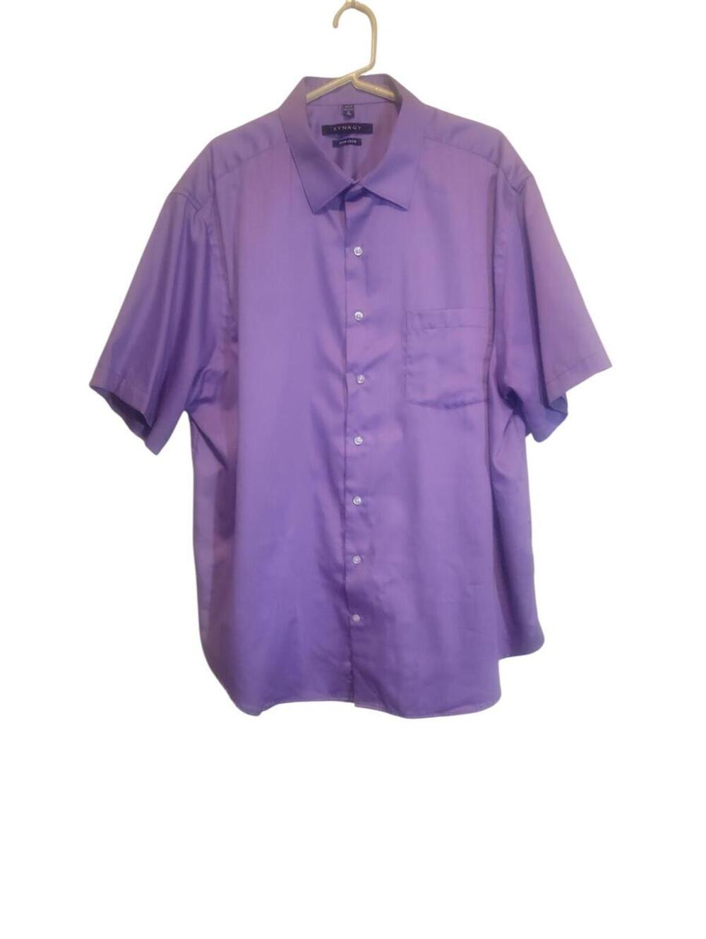 Synergy Men's Purple Short Sleeve Button Front Non-Iron Shirt Size 18